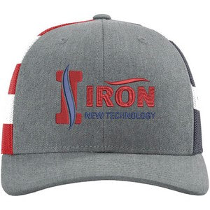 Richardson 112PM Printed Mesh Snapback Trucker Hat w/Leatherette Adhesive Patches or Embroidery