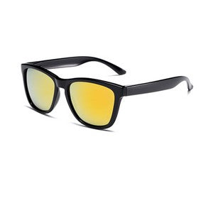 Black framed red mercury lens