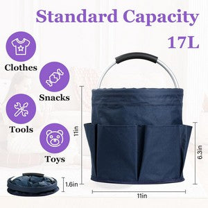 17L Portable Collapsible Picnic Basket with Storage Pockets