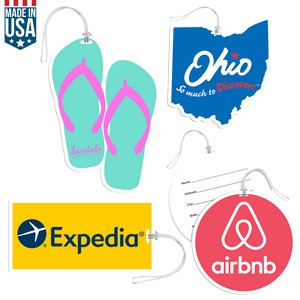 Full Color Custom Shaped Bag Tag W/ Clear Loop
