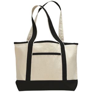Small Deluxe Shopping Cotton Canvas Tote Bag USA Decorated (18.5" x 12")