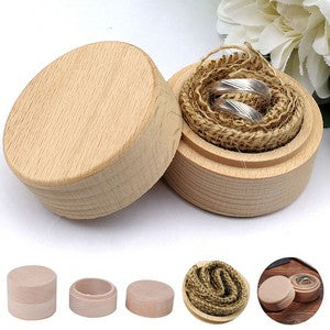 Round Unpainted Wooden Jewelry Ring Box
