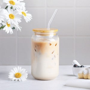 Capote 16 oz Glass and Bamboo To Go Tumbler with Straw