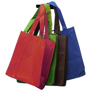 Large Gusset Square Reusable Non-Woven Grocery Tote Bag (12.6"x13"x8.75)