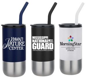16 Oz. S. Steel Tumbler/ Plastic liner with Metal Straw