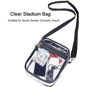 Clear Transparent PVC Crossbody Stadium Bag (5.5"x7.5"x1.6")