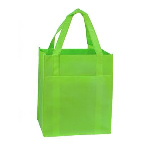 90+ GSM Reusable Shopper Tote with Front Pocket | Lime Green