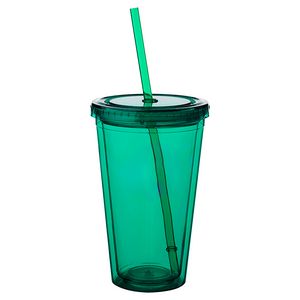 16 OZ. BPA Free Double Wall Acrylic Tumblers With Straws