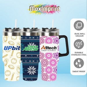 MaxImprint 40oz Stainless Steel Tumbler Full Wrap Full Color Imprint Included