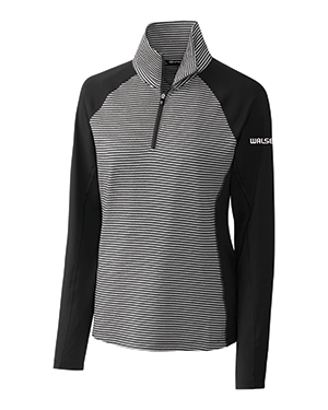 Walser Womens 1/4 zip pullover Black Tonal Stripe