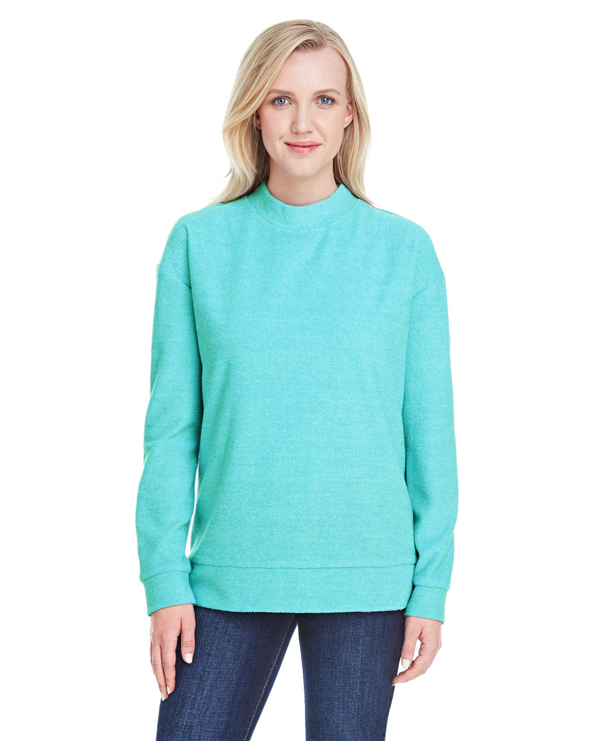 Ladies' Weekend French Terry Mock Neck Crew