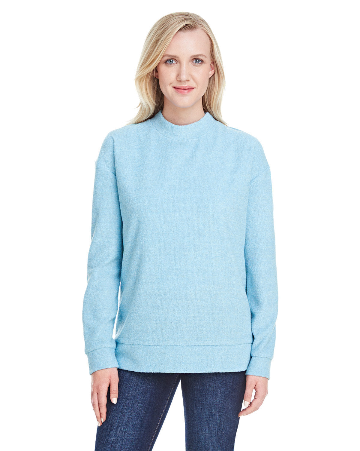 Ladies' Weekend French Terry Mock Neck Crew
