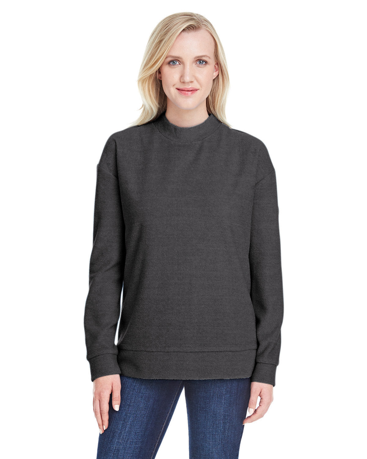 Ladies' Weekend French Terry Mock Neck Crew