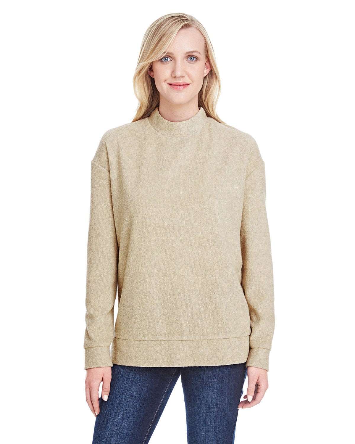 Ladies' Weekend French Terry Mock Neck Crew