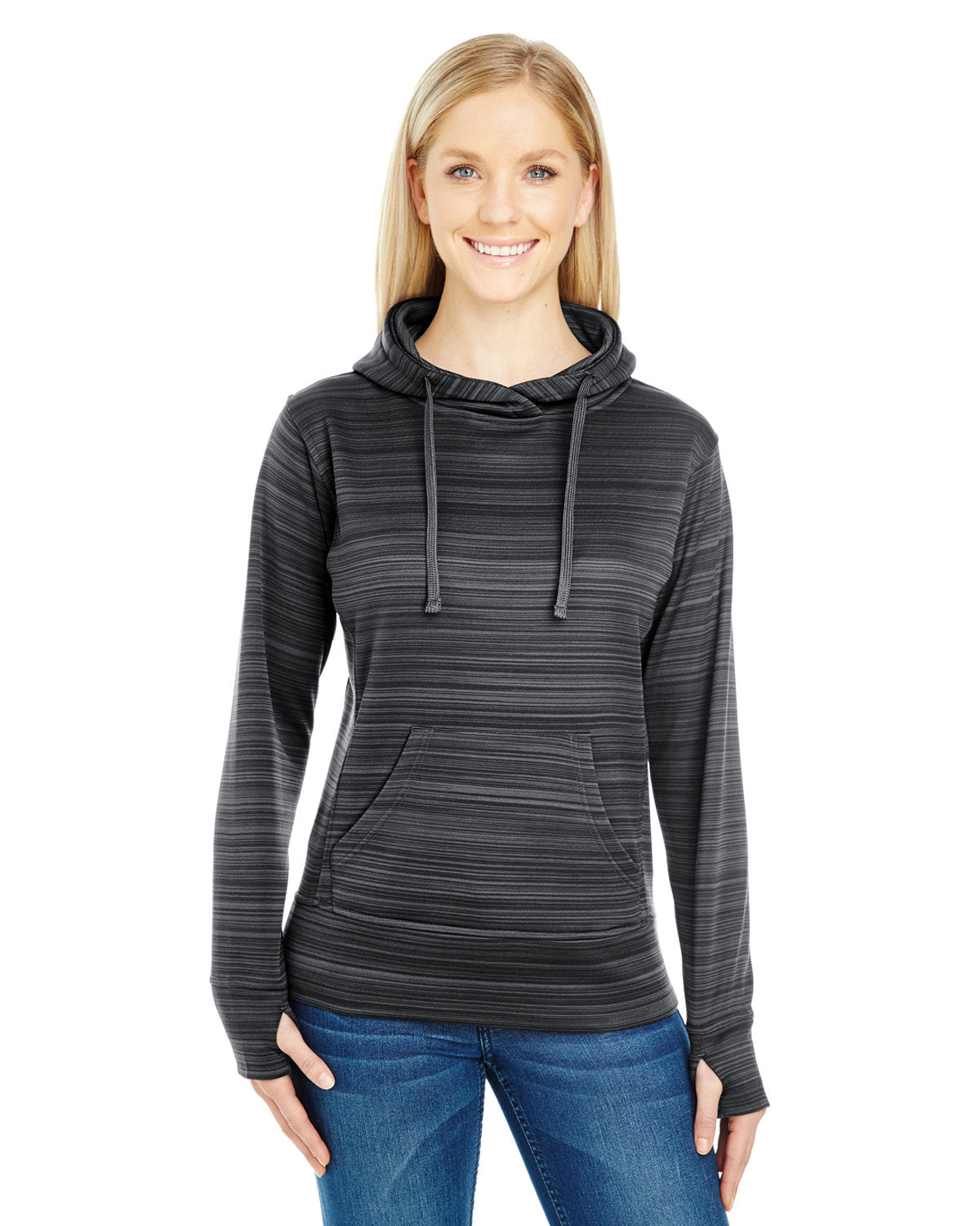 Ladies' Odyssey Striped Poly Fleece Lapover Hood