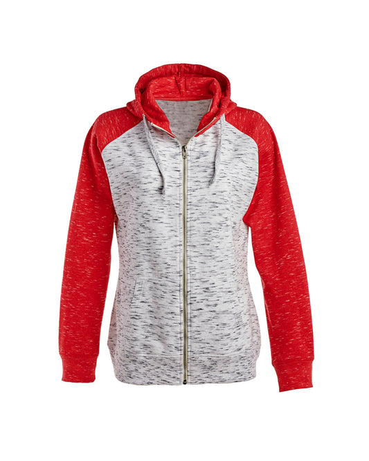 Ladies' Mélange Fleece Two-Tone Full-Zip Hooded Sweatshirt