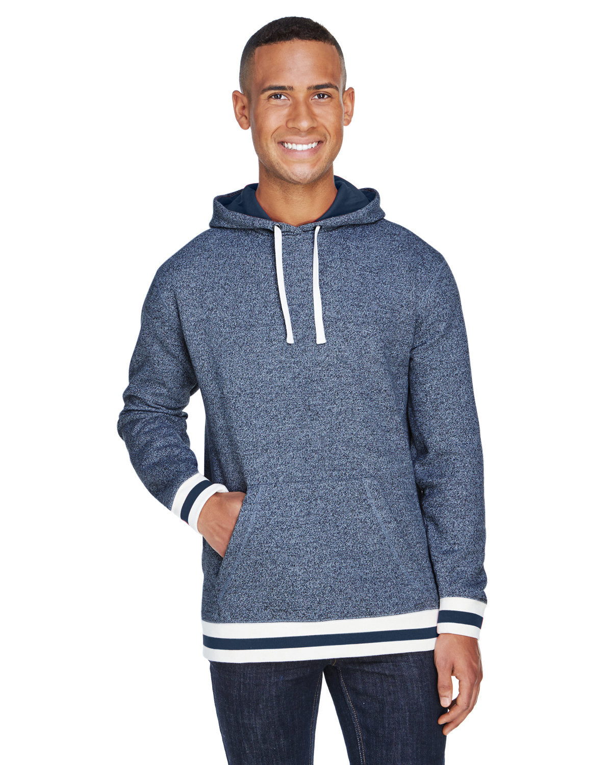 Adult Peppered Fleece Lapover Hooded Sweatshirt