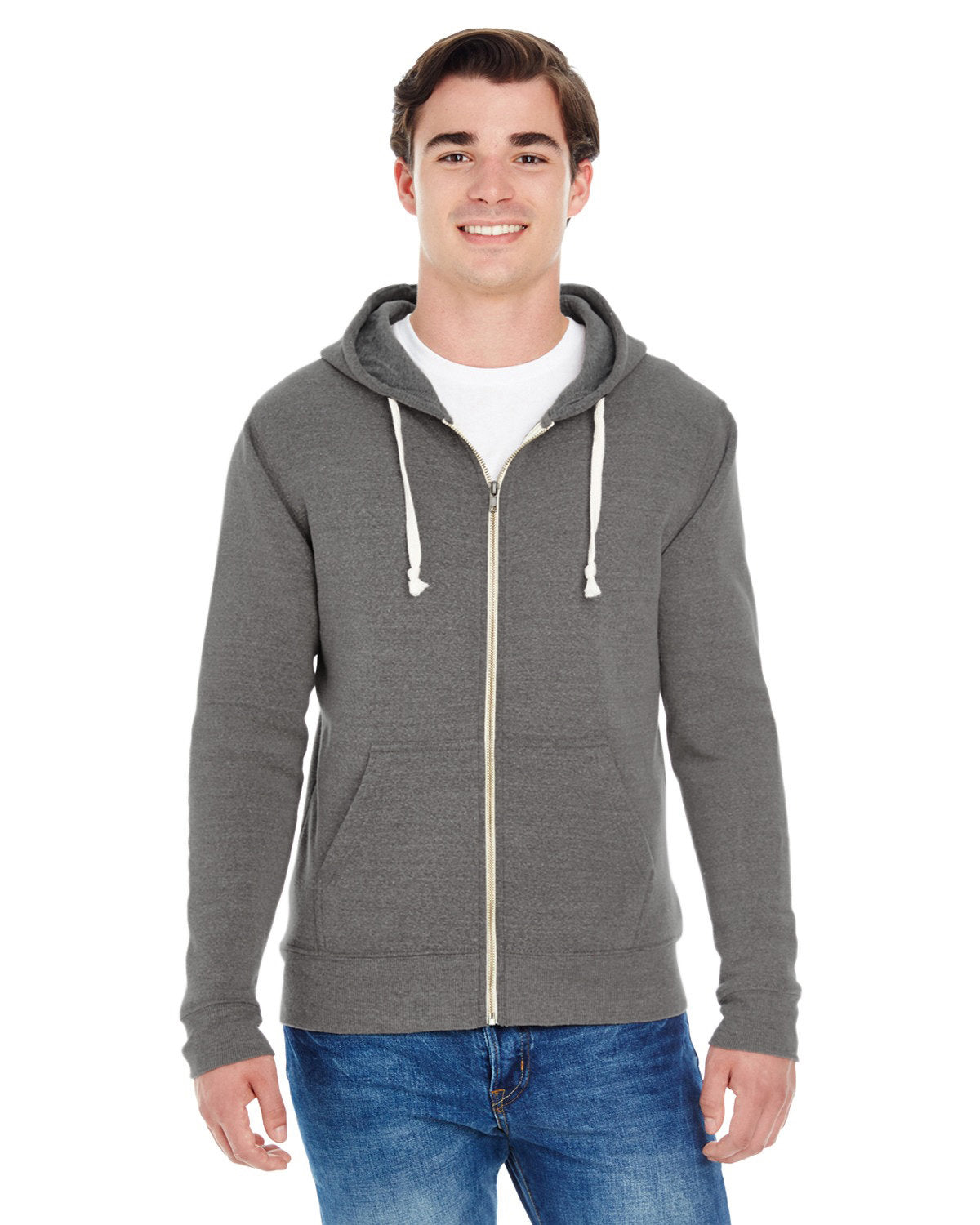 Adult Triblend Full-Zip Fleece Hooded Sweatshirt