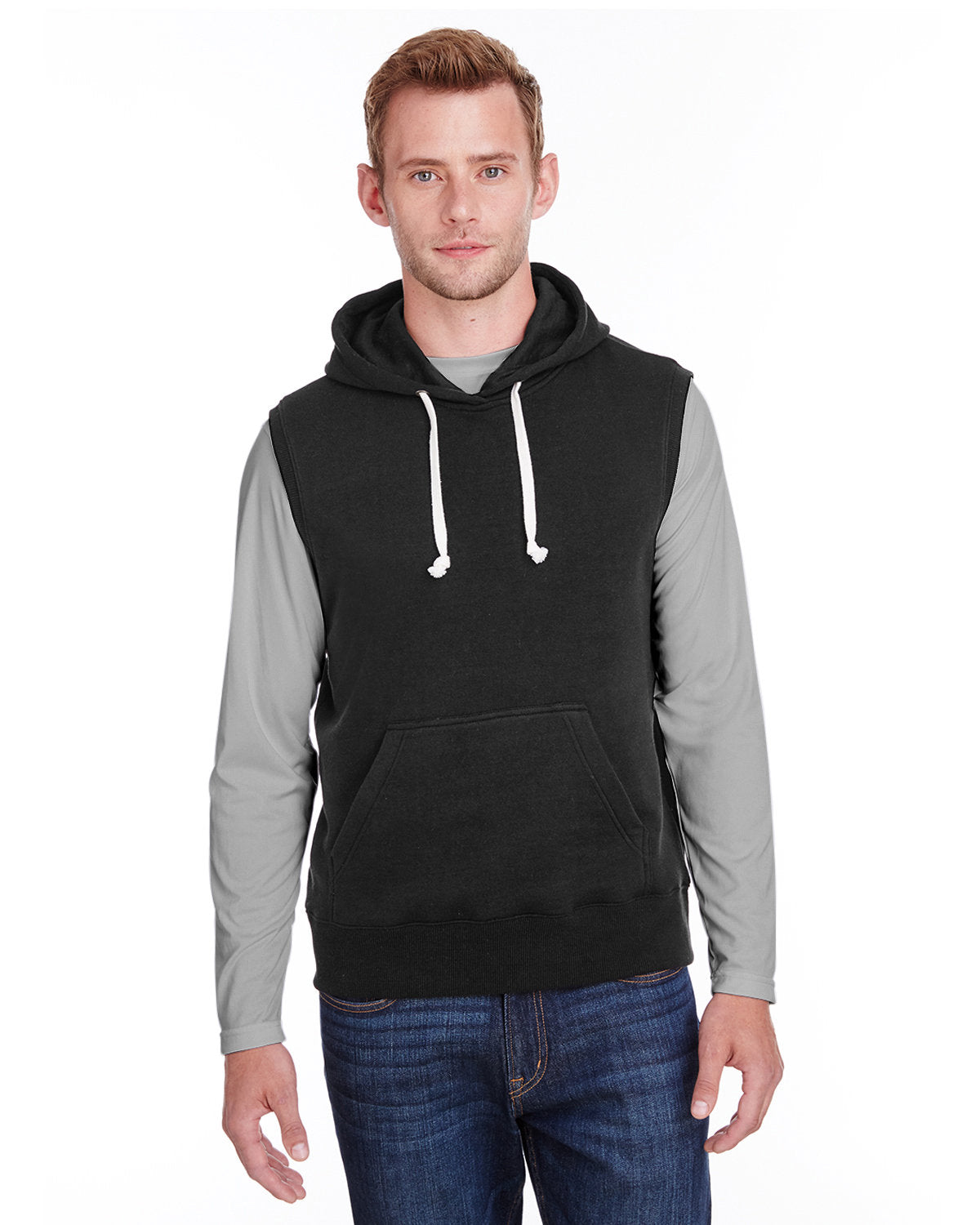 Adult Triblend Fleece Sleeveless Hooded Sweatshirt